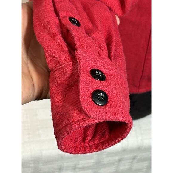 Topo Designs Solid Red Button Down Flannel Shirt Women Large Western Long Sleeve - Picture 10 of 13